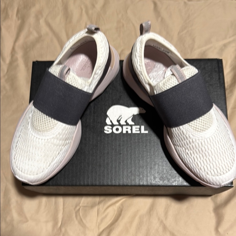 Women's White and Grey Slip-On Sneakers